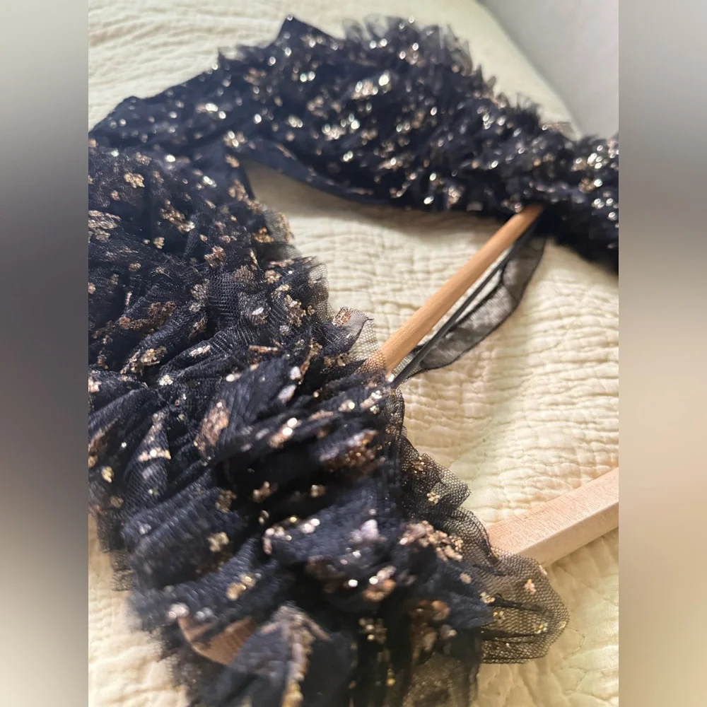 Free People Sosha Party Top black Smocked Sparkling Embellishments M NEW - Picture 13 of 13